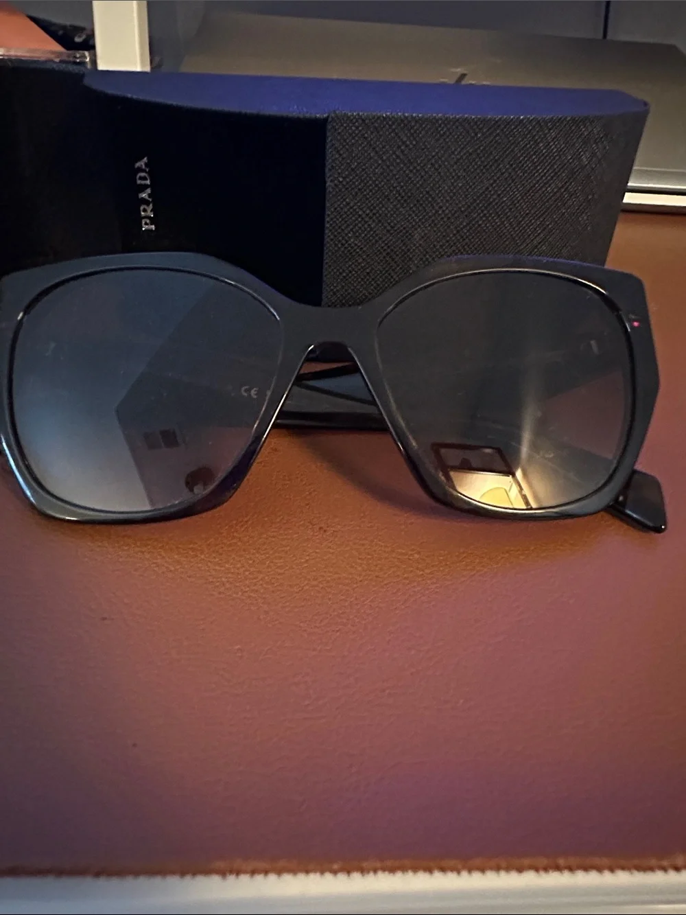 Prada Black Oversized Square Sunglasses with Gradient Lenses